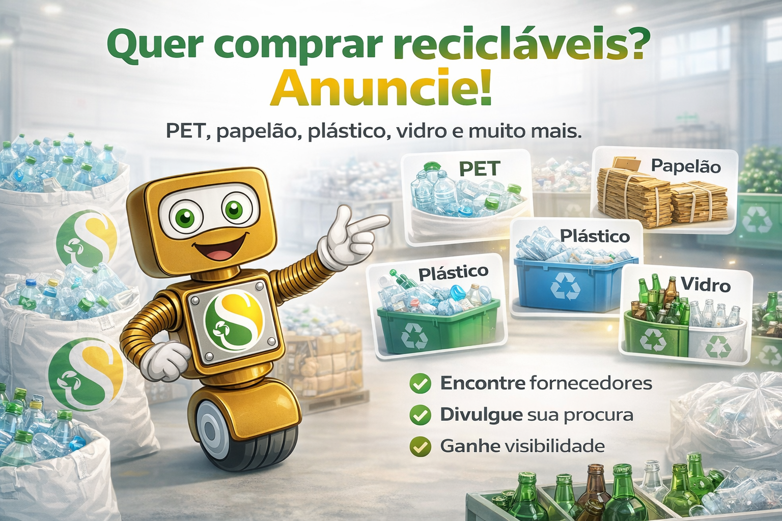 Quer comprar recicláveis? Anuncie!
