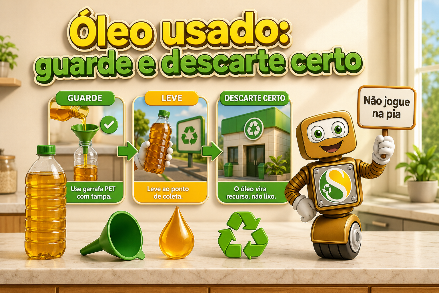 Óleo de cozinha usado: como armazenar e onde descartar sem entupir e poluir?