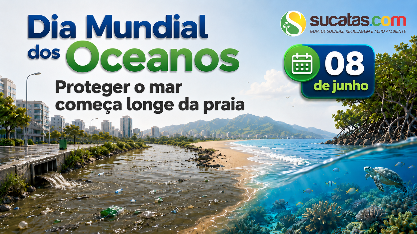 08 de junho - Dia Mundial dos Oceanos: por que proteger o mar começa longe da praia